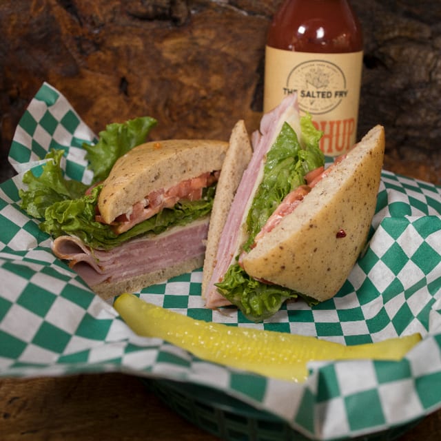 The Gnome's Delight Ham and Cheese Sandwich.